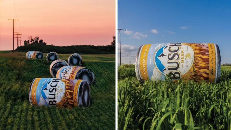 A Busch szénabálákból csinál sörreklámot