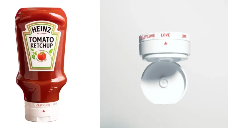 A Heinz ketchupos üvegre három fokozatú szeretet-kupakot tesz
