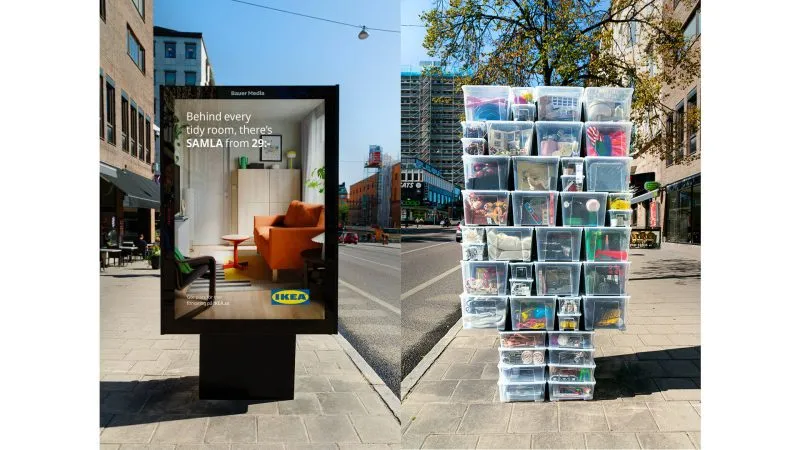 Az IKEA a saját óriásplakátjai mögé rejti a háztartási kacatokat