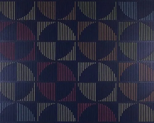Digitális mintákból kézi varrással texturált geometrikus kompozíciók születnek