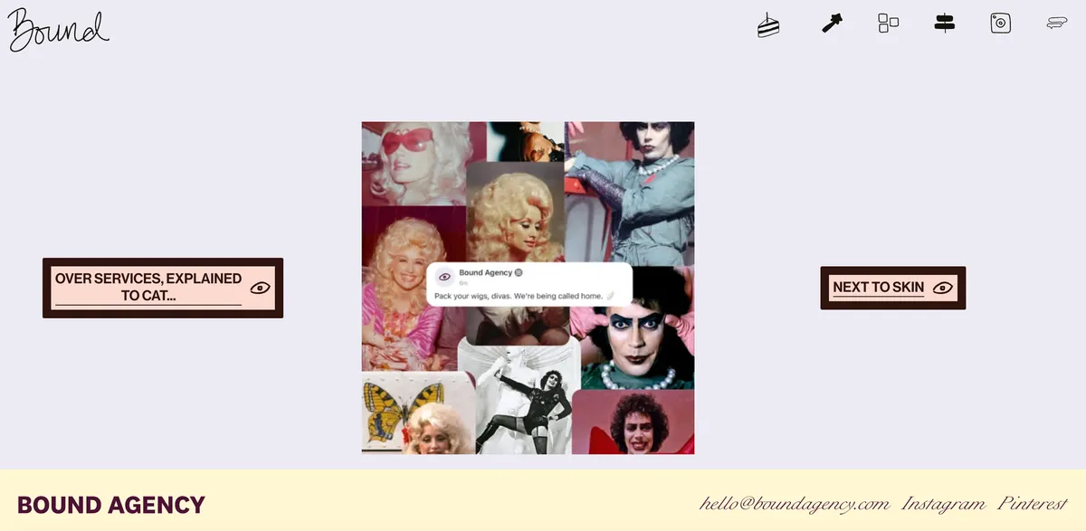 Ez a kreatív ügynökség oldala tiszta 2000-es évek Tumblr hangulat, és imádom